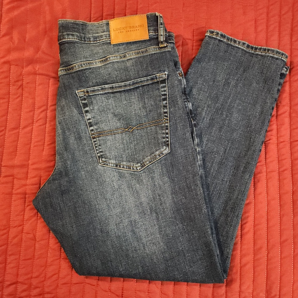 E20 Lucky Brand 412 Athletic Slim Mens‎ Jeans Blue Wash 36x30 Denim Pants 2 Pair